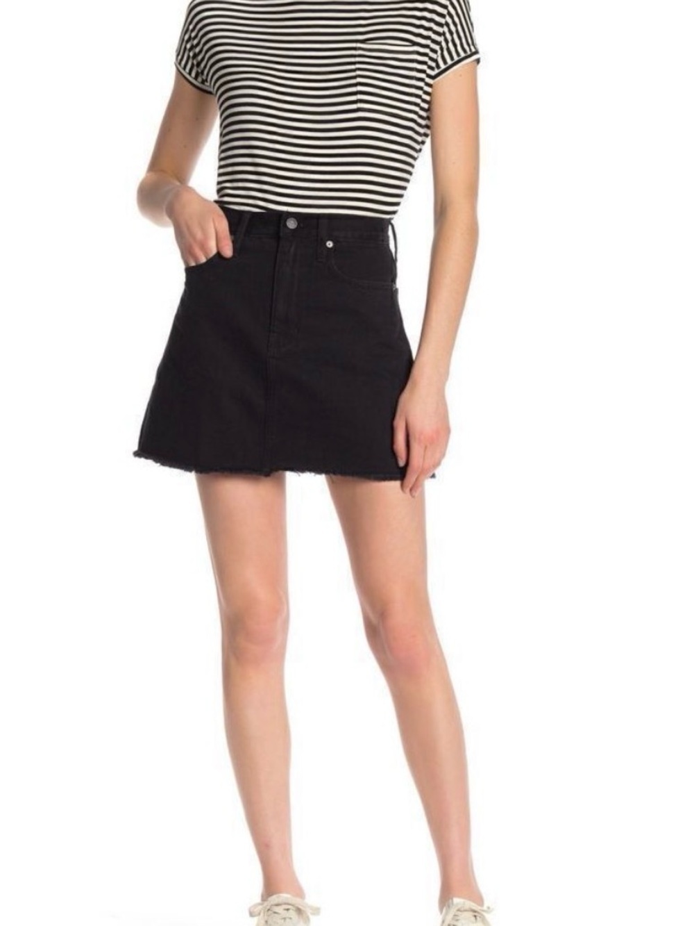 Madewell Black Denim A-Line Mini Skirt